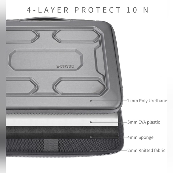 Domiso 15.6 inch Hard Laptop Sleeve with Handle - Picture 4 of 8